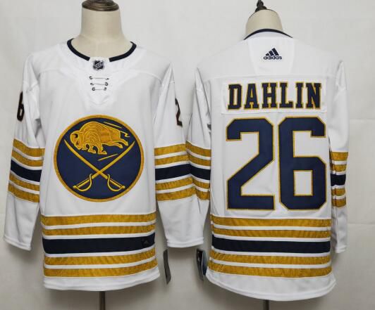 Men Buffalo Sabres 26 Dahlin White Adidas 50th Anniversary Golden Edition NHL Jersey